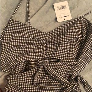 Free people black and white gingham wrap dress